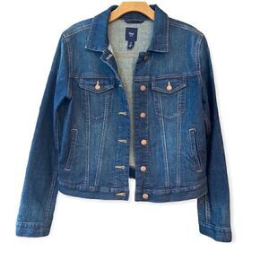 GAP Sz S Classic Blue Denim Copper Buttons Western Rustic Cowboy Jacket
